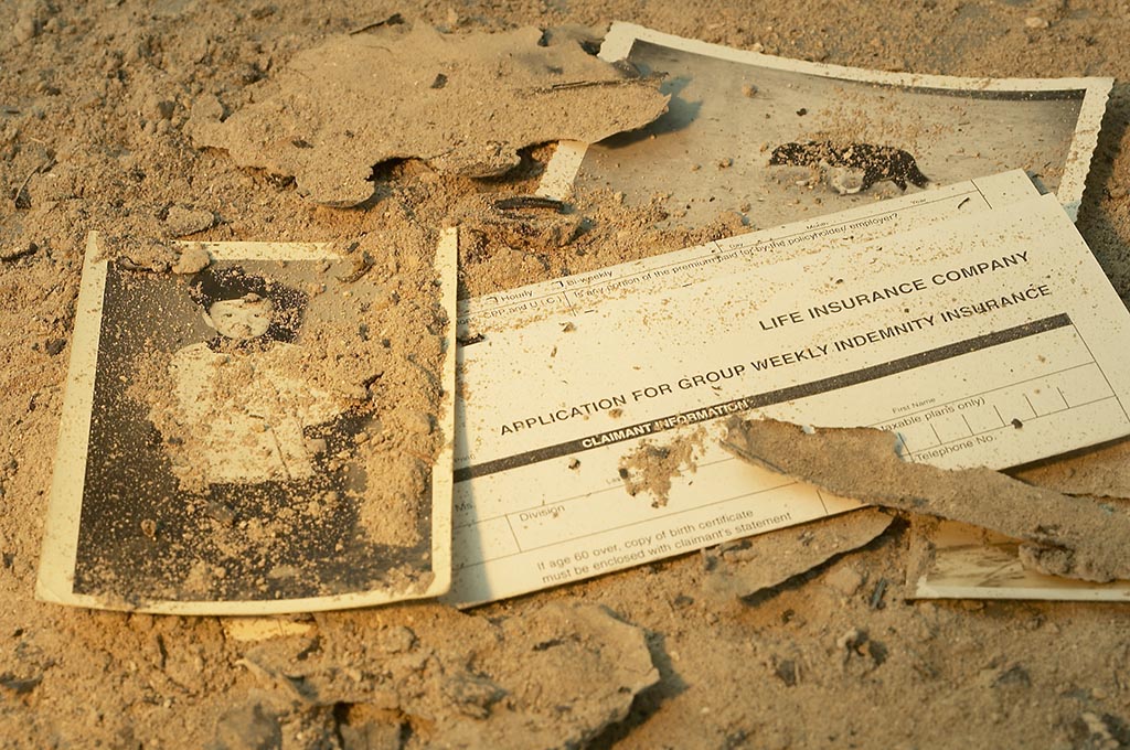 Image of Burned Papers after a Home Fire